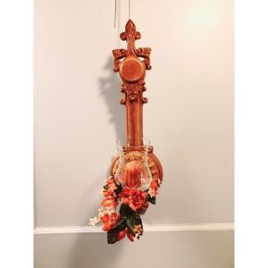 Vintage 1970's Metal Harvest Gold Color Wall Sconce Candle Holder